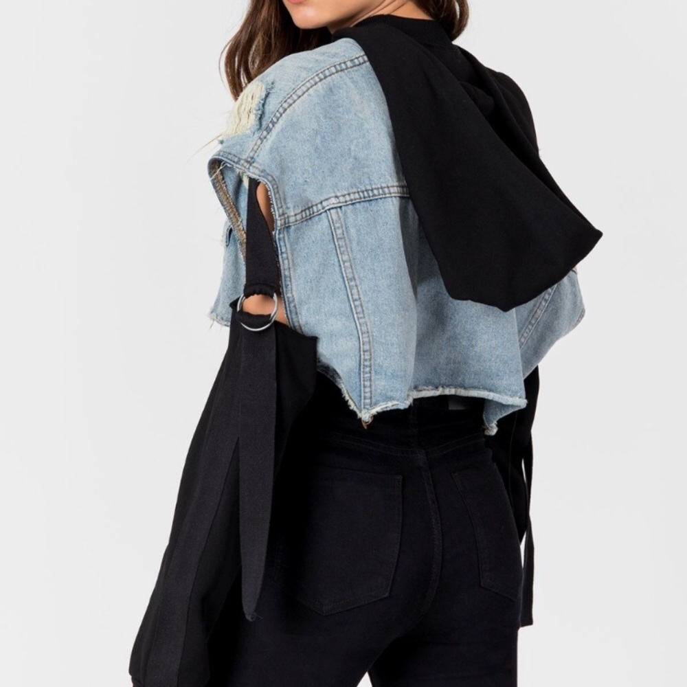 CARMAR NICHOLAS CROPPED SWEATSHIRT DENIM JACKET - Picture 3 of 8